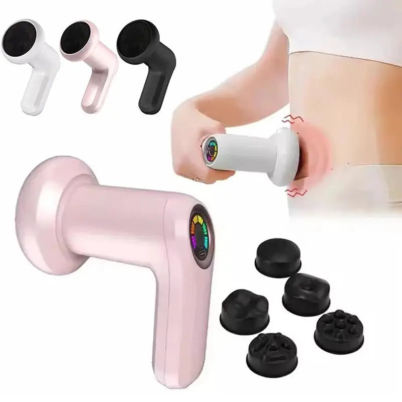 Simples Market 2025 cordless electric body massager with LED display and interchangeable heads; 3 colors white pink black