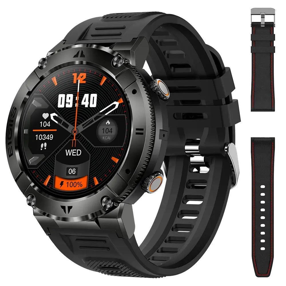 LaNikar men’s smart watch by Simples Market with TFT display, Bluetooth calls, BP monitor, waterproof; includes 2 extra straps