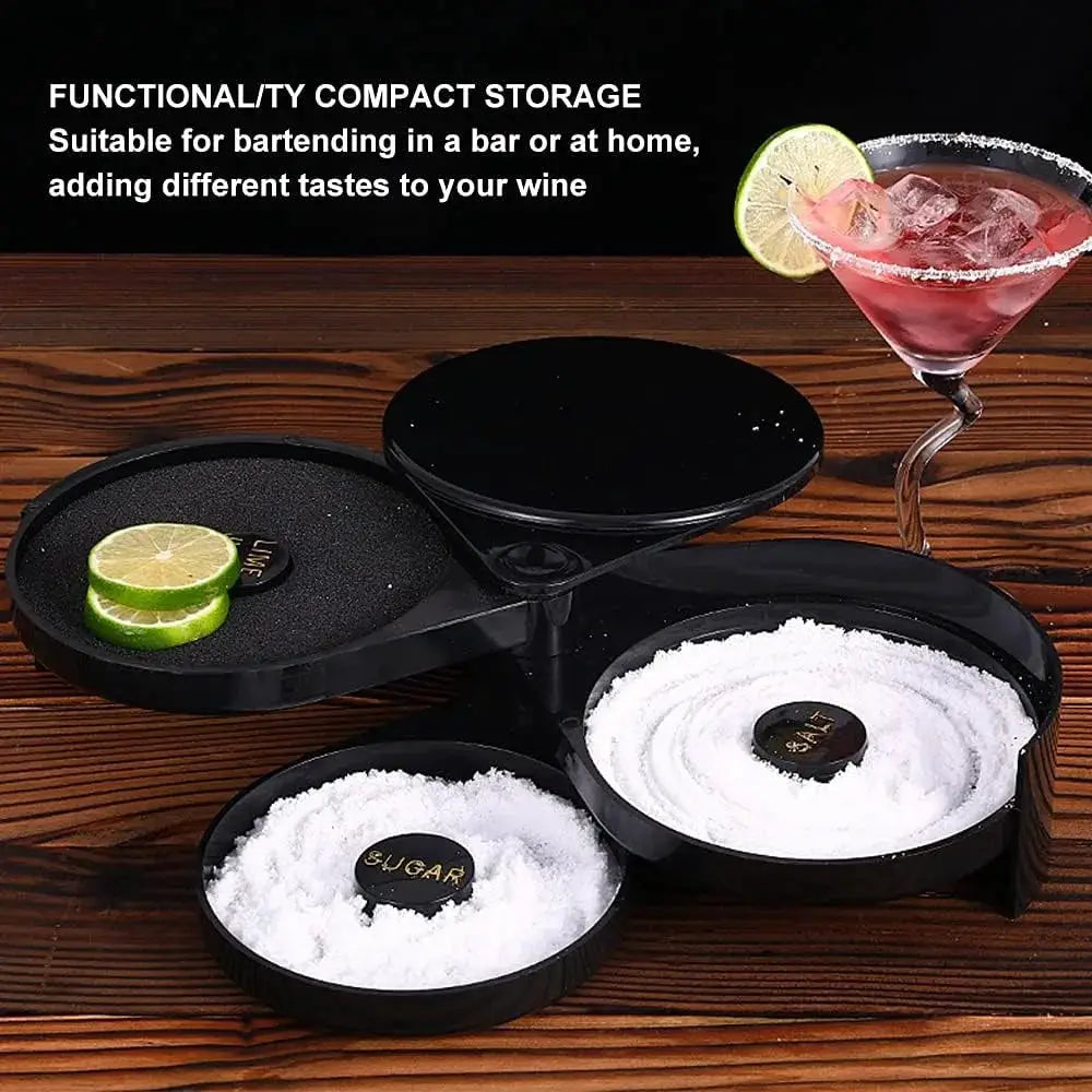 Three Layer ABS Rotating Cocktail Seasoning Box Bar Accessories Salt Sugar Garnish Organizer