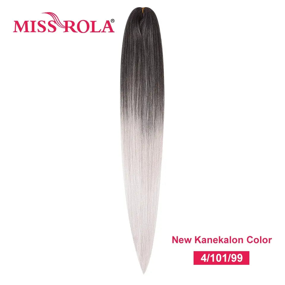 Miss Rola synthetic Kanekalon braid extension, 30-inch pre-stretched Yaki straight, gradient black to cream, jumbo bulk