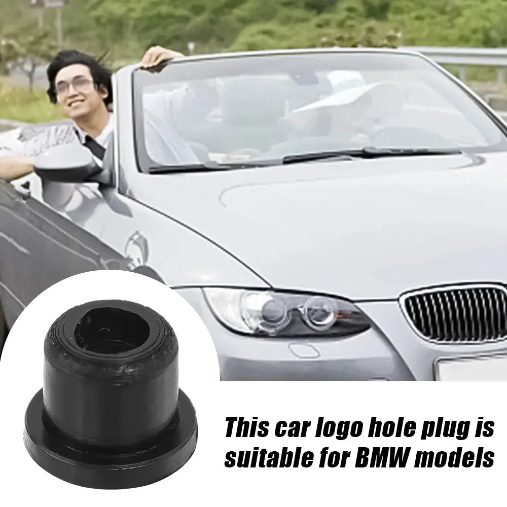 BMW hood emblem grommet plug; black rubber car logo holder by Simples Market