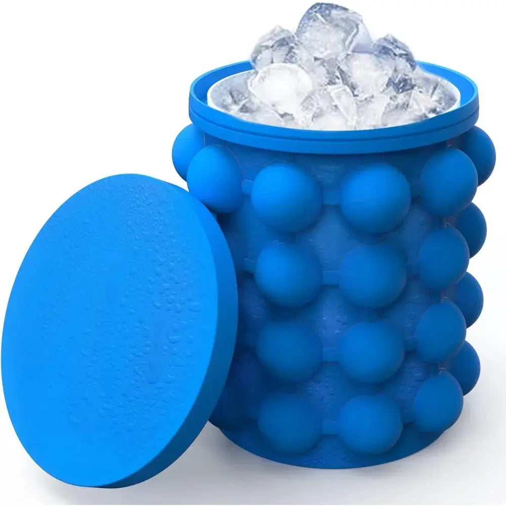2 In 1 Ice Cube Mold And Large Silicone Ice Bucket Portable Frozen Drink Maker For Whiskey And Beer