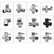 12-piece Simples Market 3-Way brass shower arm adapter diverter valves set; chrome finish with one black unit