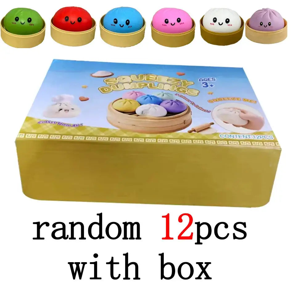 Dumpling Squishies Cute Colorful Bun Toy Slow Rising Stress Relief Fidget for Kids and Adults Anti Anxiety Gift