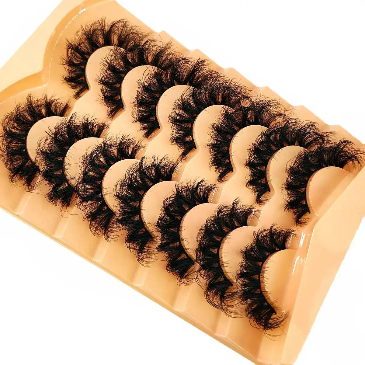 HBZGTLAD 7 Pair Faux Mink Lashes Fluffy Natural Look False Eyelashes Volume Wispy Crossed Thick Fox Eye Cat Eye