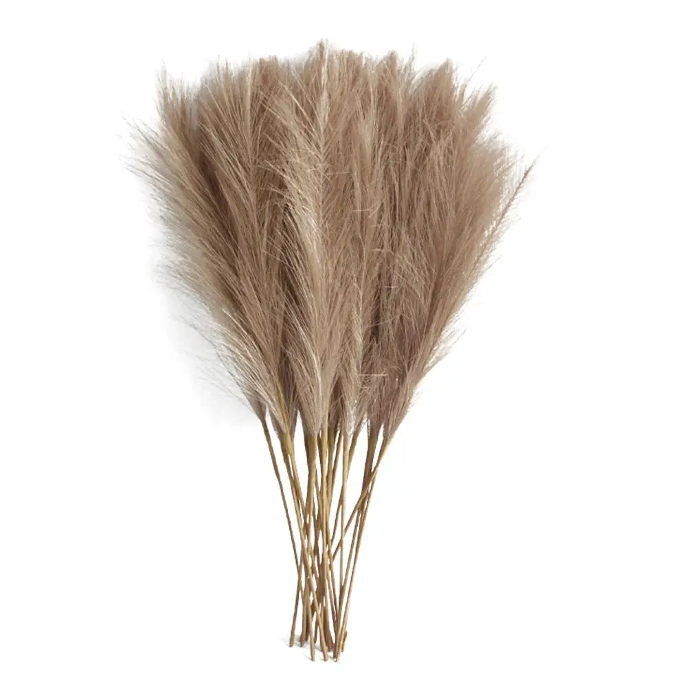 6-piece bundle of artificial pampas grass stems in beige for DIY floral arrangements and decor