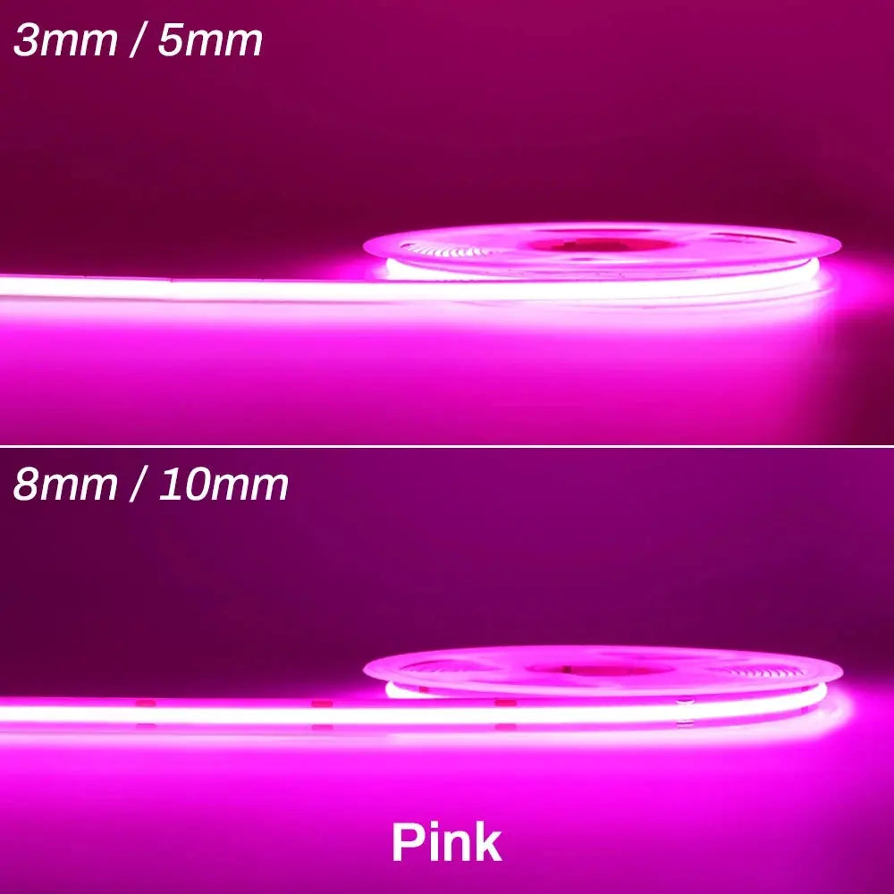Cob Led Strip Lights 12V 24V Dimmable Tape 3mm 5mm 8mm Ice Blue Yellow Red Green Pink White For Home Decor RA90