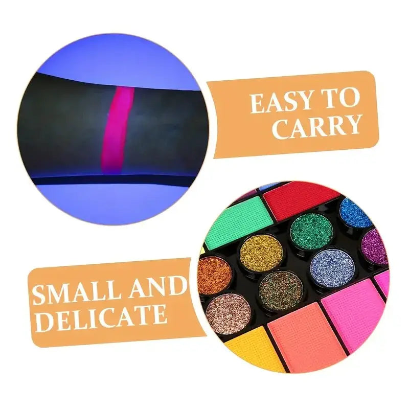 42 Color Water Soluble Face and Body Paint Set Neon Glitter Glow