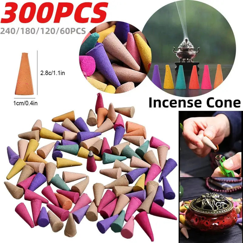 Mixed Natural Reflux Tower Incense Cones for Odor Removal and Anxiety Relief Aromatherapy Meditation