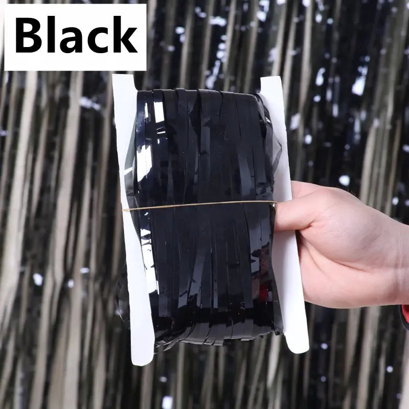 New 4 2 1 Pack Party Backdrop Metallic Foil Fringe Tinsel Curtain For Birthday Wedding Baby Shower