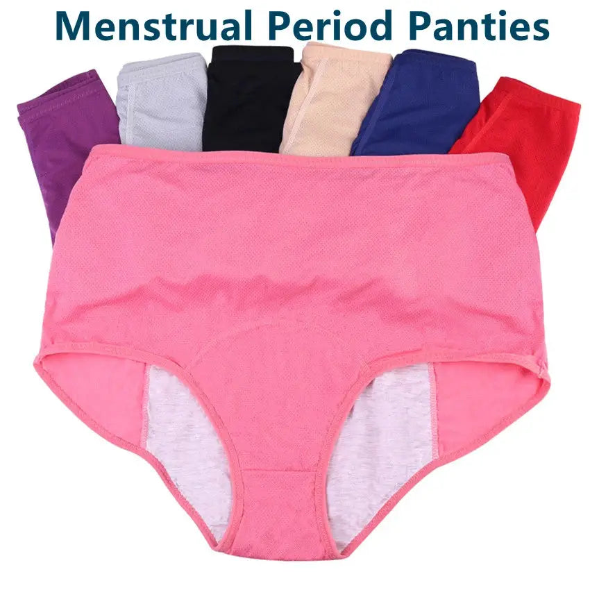 Simples Market menstrual period panties set, leak-proof high-waist underwear in pink with six color options