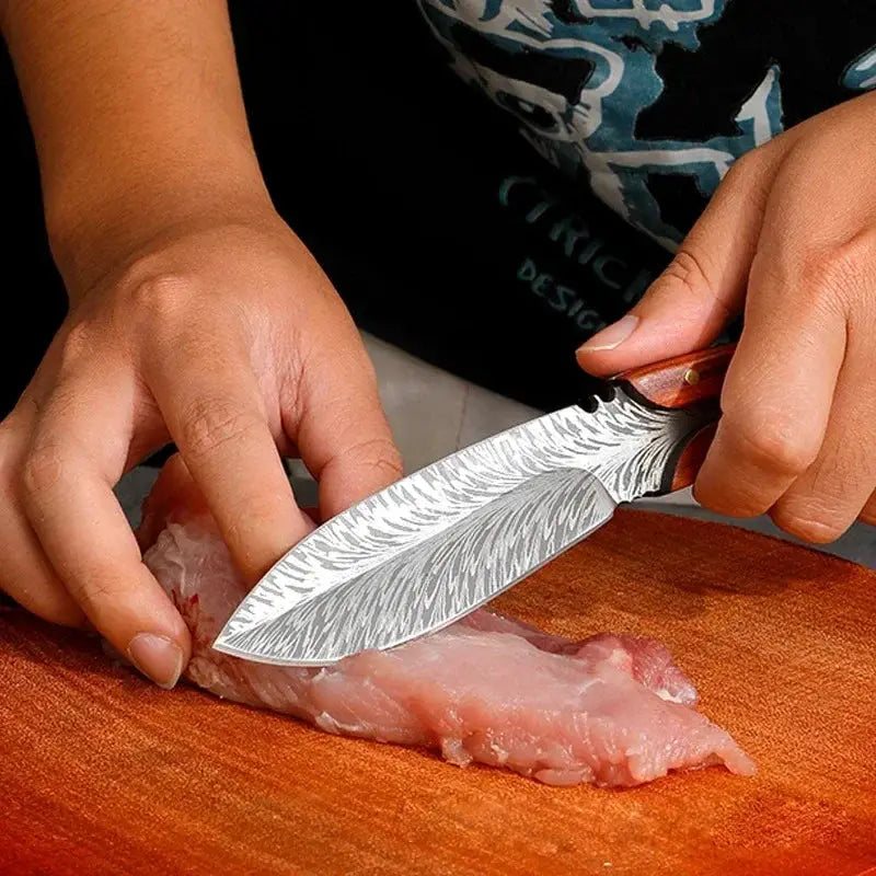 ChefMate Boning Filleting Utility Knife With High Carbon Stainless Steel Blade And Wooden Handle