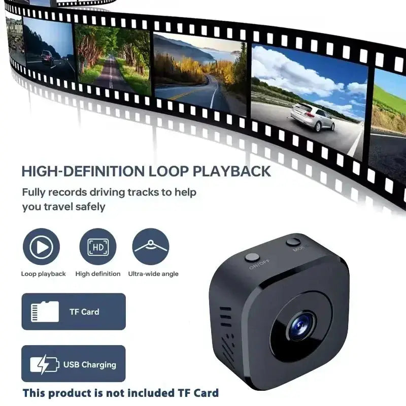 Lenovo Mini Security Camera Pro, black compact WiFi security cam with top On/Off and Motion buttons