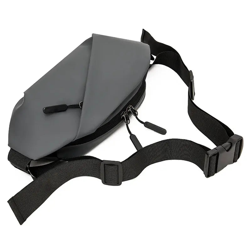 Simples Market men's minimalist waterproof waist bag, gray crossbody fanny pack with adjustable black strap