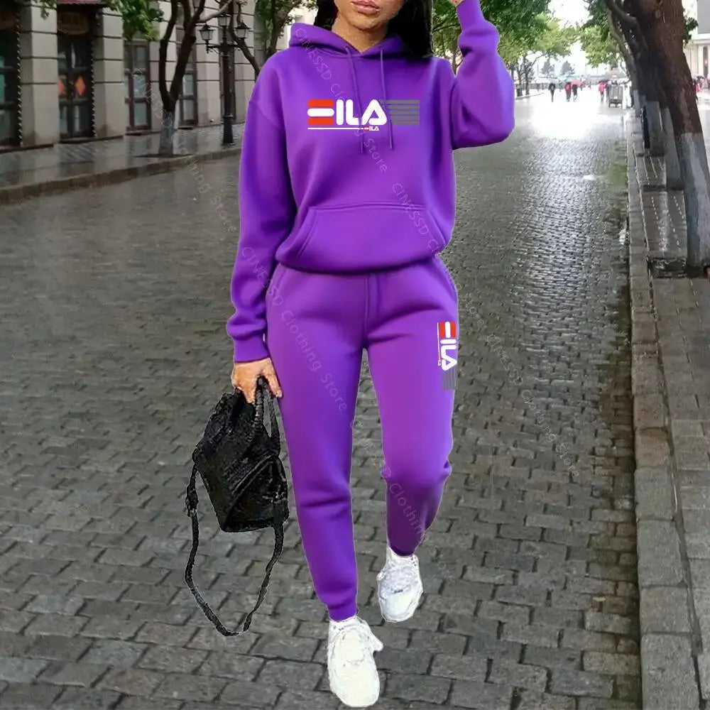 Womens Autumn Winter Hoodie Set Pants Loungewear Luxury Designer
