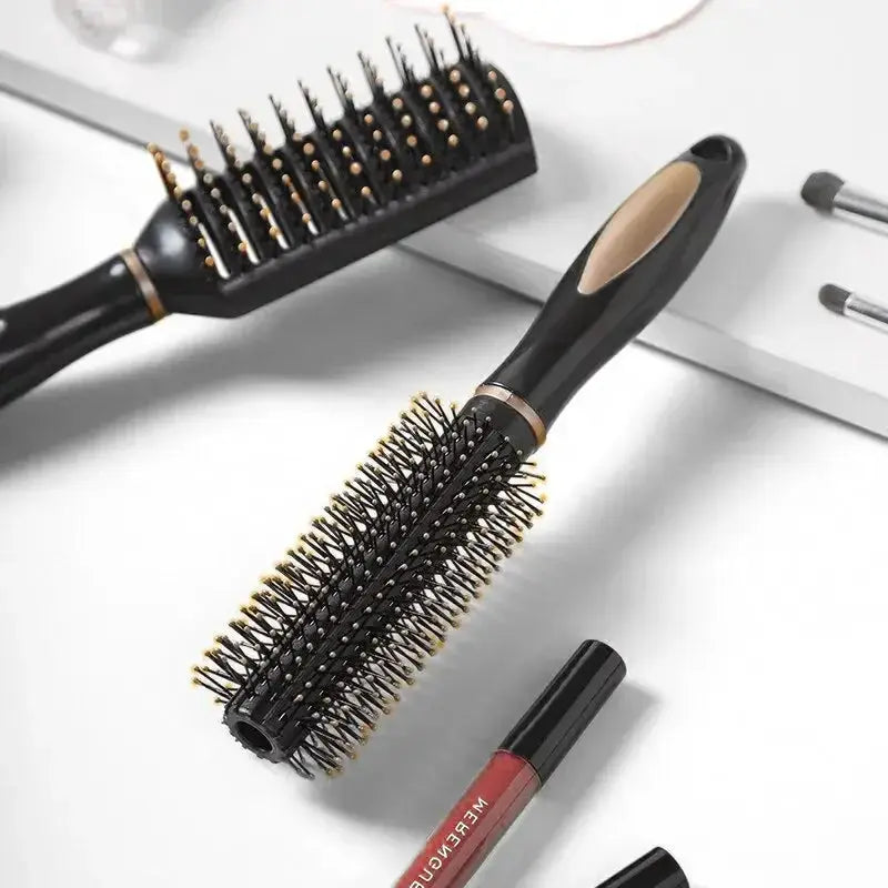 Simples Market air bag anti-static hair brush set, 2 black brushes with gold-tipped bristles
