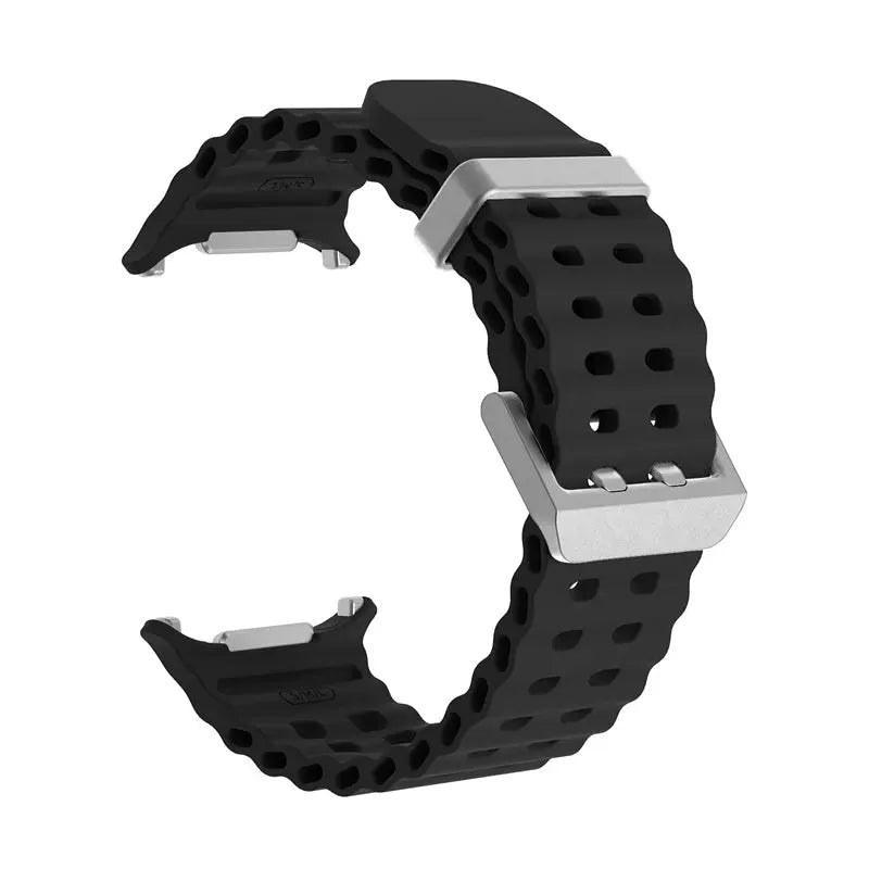 Marine Band silicone sport strap for Samsung Galaxy Watch Ultra 47mm, black perforated