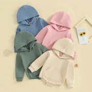 Baby Hooded Romper With Front Pocket Long Sleeve Solid Color Bodysuit For Newborn Boys And Girls Spring Autumn Playsuit