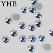 YHB Non Hotfix White Crystal AB Flatback Rhinestones For Nails Decoration DIY Nail Art Cold Fixation Gems