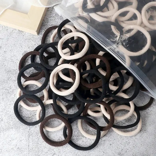 NovaHair 50 Pcs Mixed Colors Hair Bands 4 Cm Elastic Hair Ties Ponytail Holders Gentle Hold For Everyday Ponytails