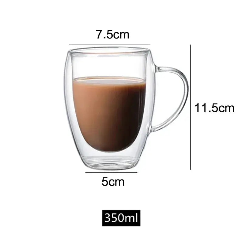 Double Bottom Wall Glass Tumbler Set For Coffee Tea Whiskey Vodka Wine Heat Resistant Drinkware