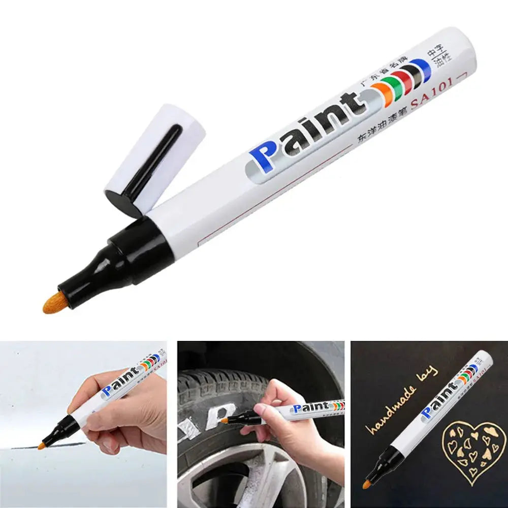 One Piece White Waterproof Tire Mark Pen For Auto Rubber Metal Permanent Paint Marker Graffiti Touch Up