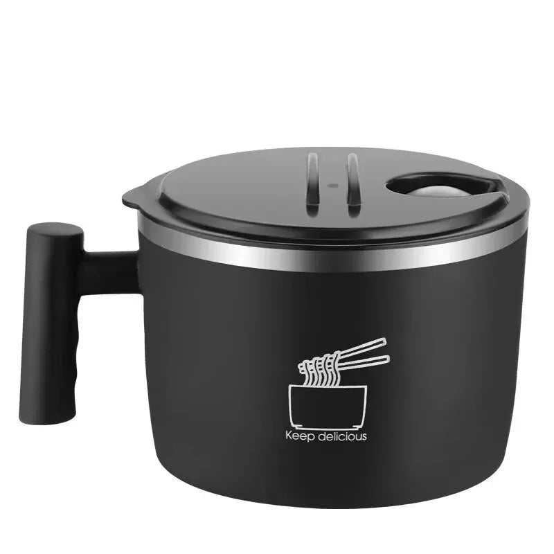 Stainless Steel Noodle Bowl With Lid Sealed Portable Drain Bowl