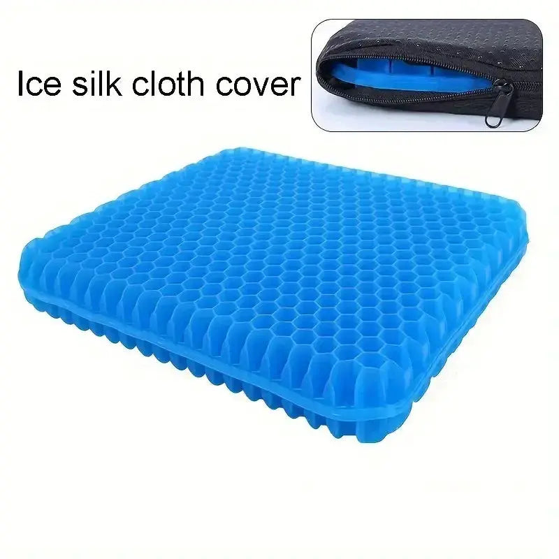 Gel seat cushion by Simples Market blue with honeycomb texture and non-slip cover for car/office