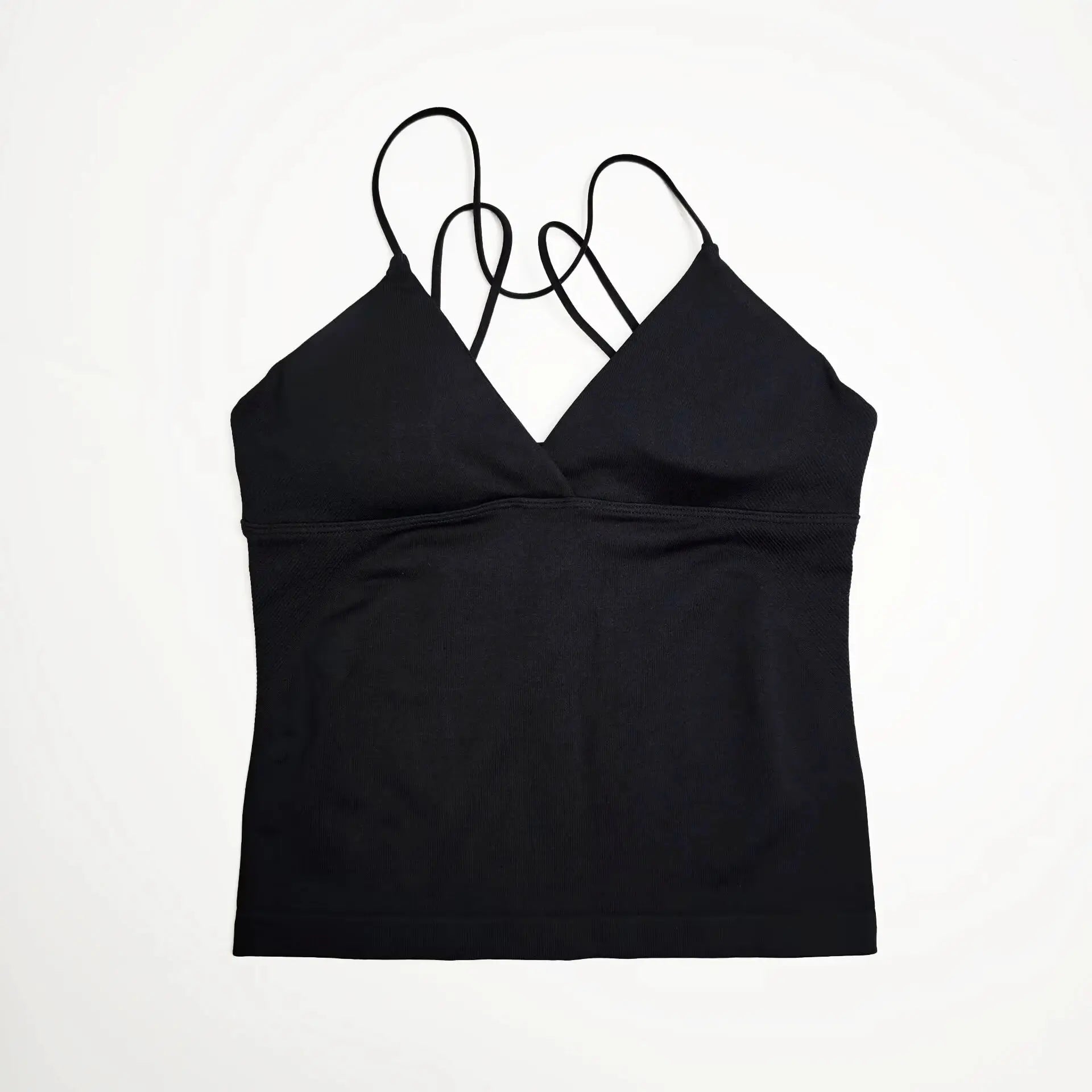 NCLAGEN Vision Twist Front Longline Top, black seamless yoga tank with thin straps