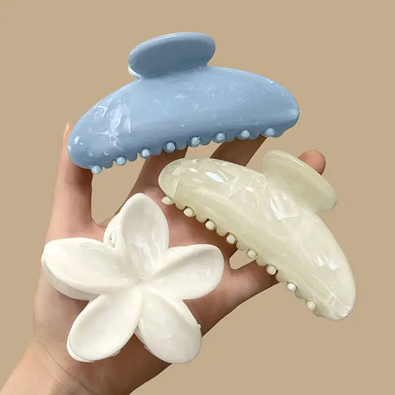 Korean Hawaiian Flower Crab Hair Clips For Girls Lightweight Durable Beach Accessories Trendy Beachwear