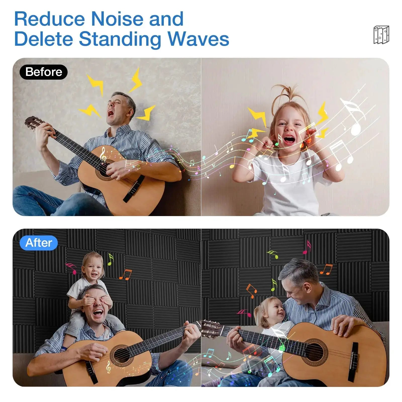 12 Pack Self Adhesive Acoustic Panels 12x12 Inch Quick Recovery Soundproof Wall Panels High Density For Echo Reduction