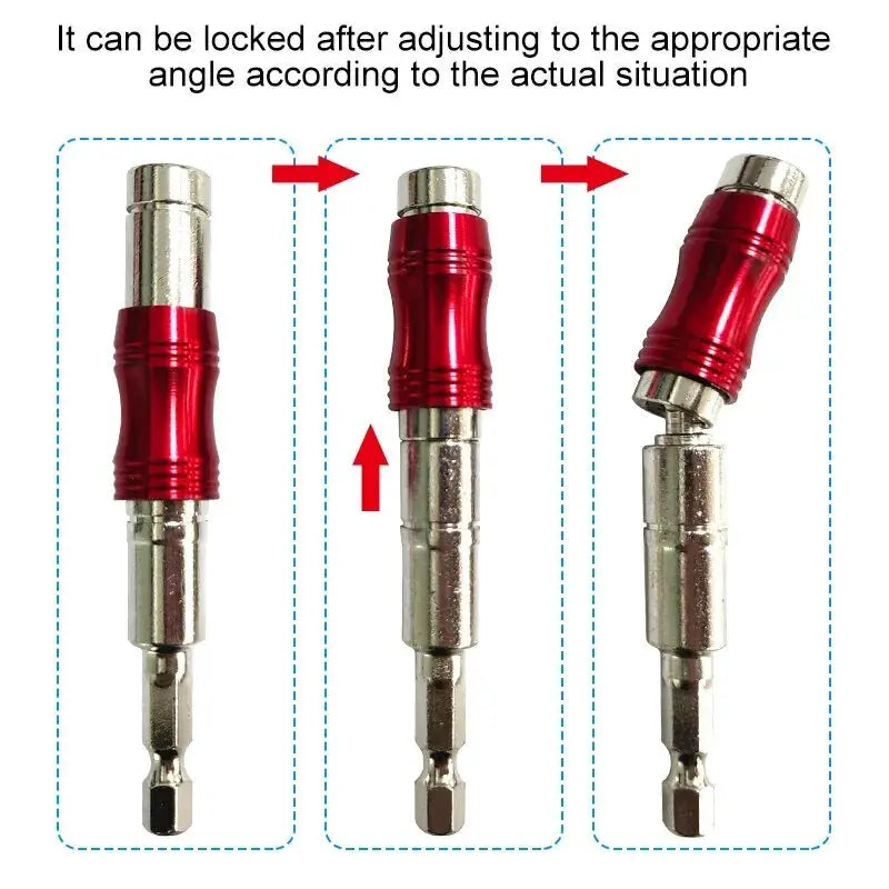 Red Curved Hexagonal Handle Extension Rod For Directional Drilling With Magnetic Screw Tip Universal Adapter