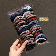 50 Mixed Color Girl Hair Ties Nylon Breathable Geometric Pattern Durable Secure Hold Hair Accessories For Everyday Wear