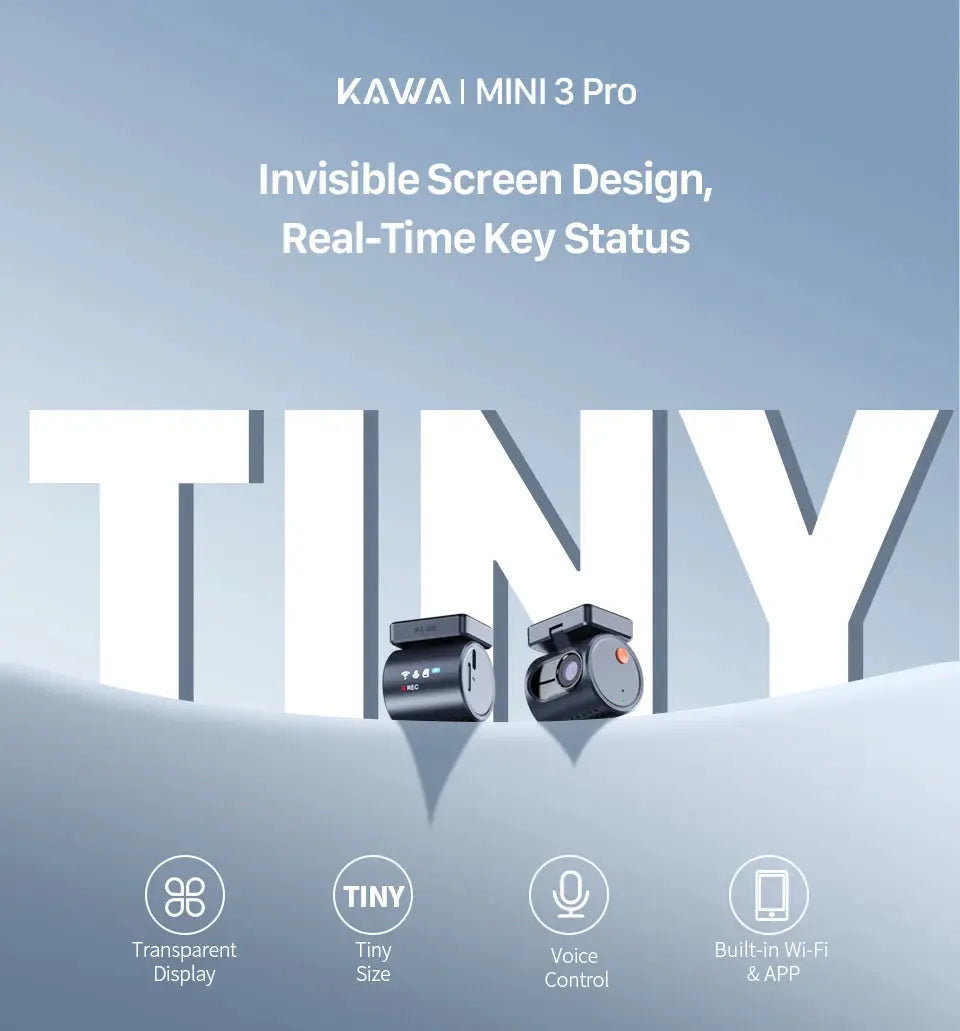KAWA MINI 3 Pro dash cams, two tiny car DVRs by Simples Market with built-in Wi-Fi and voice control