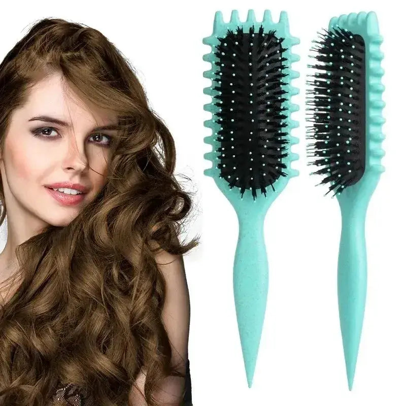 Simples Market curly hair styling brush set: two teal tangle-free shaping combs for men and women