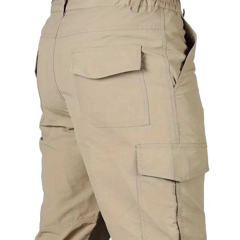 Casual men's beige cargo pants, Simples Market, quick-dry breathable outdoor hiking pants with multiple pockets