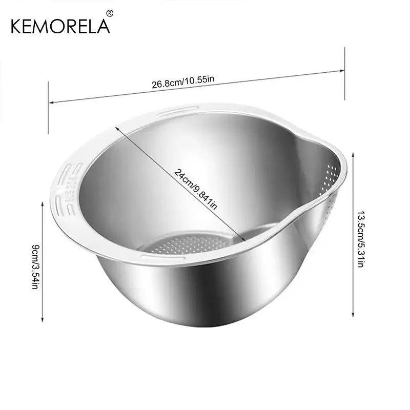 Stainless Steel 304 Rice Washer Strainer Bowl For Rice Washing And Fruit And Vegetable Colander Kitchen Tools