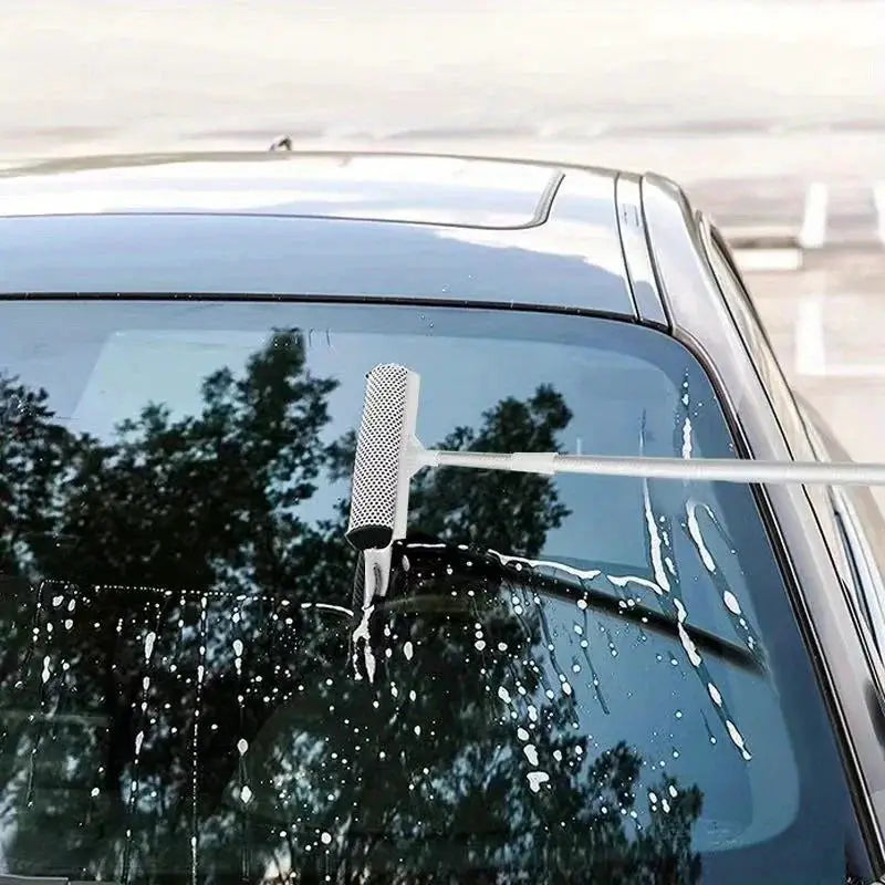 1pc squeegee window cleaner with 2-in-1 retractable pole for car windshield