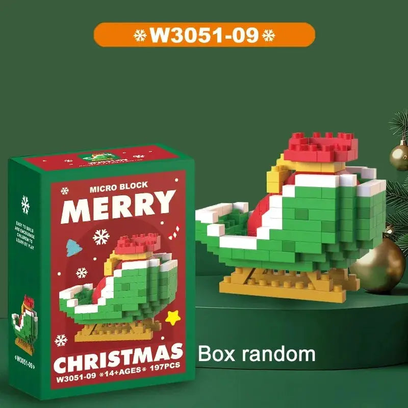 Christmas Micro Building Block Set Santa Claus and Reindeer Puzzle Table Decor for Kids and Adults