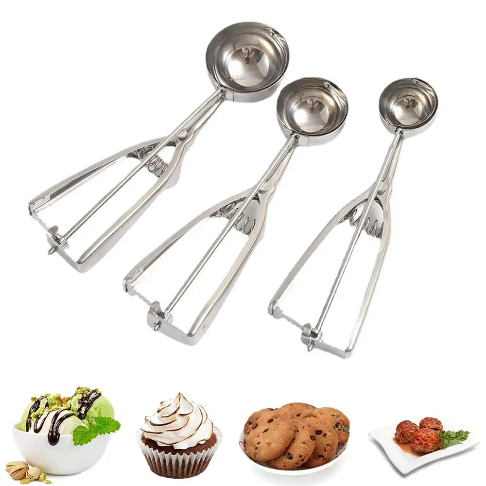 Stainless Steel Ice Cream Scoop With Trigger Release And Cookie Scoop For Baking Cupcakes And Desserts