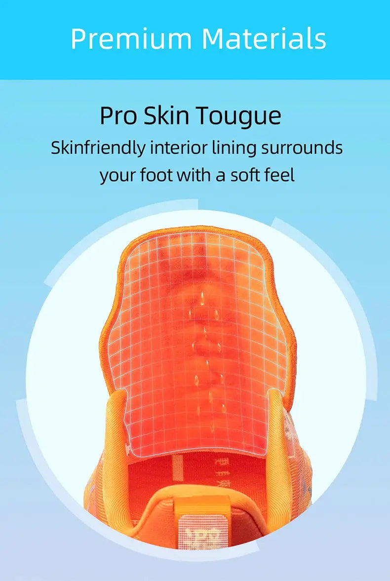 ONEMIX orange running shoes, grid-pattern upper with back pull tab
