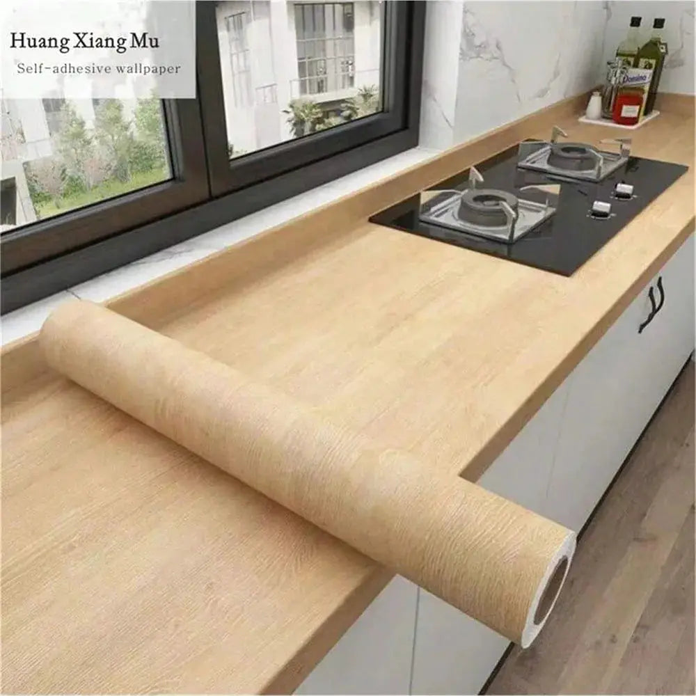 NovaDecor Wood Grain Vinyl Wallpaper Roll Waterproof Self Adhesive For Easy Furniture And Cabinet Updates