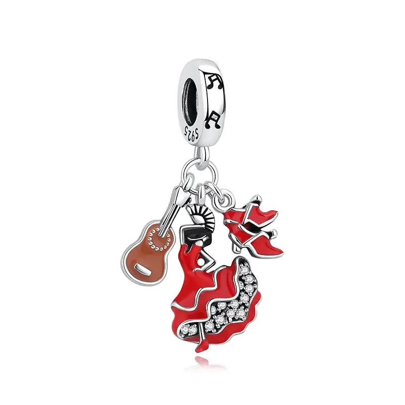 925 Sterling Silver Travel Theme Charms Beads London Bus Paris Suitcase Sam Panda Bracelets Necklaces Women DIY Jewelry