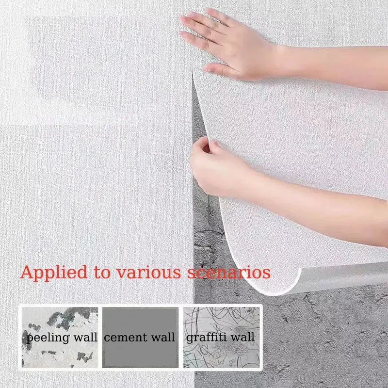 Simples Market linen 3D foam self-adhesive PVC wallpaper, white textured wall cover
