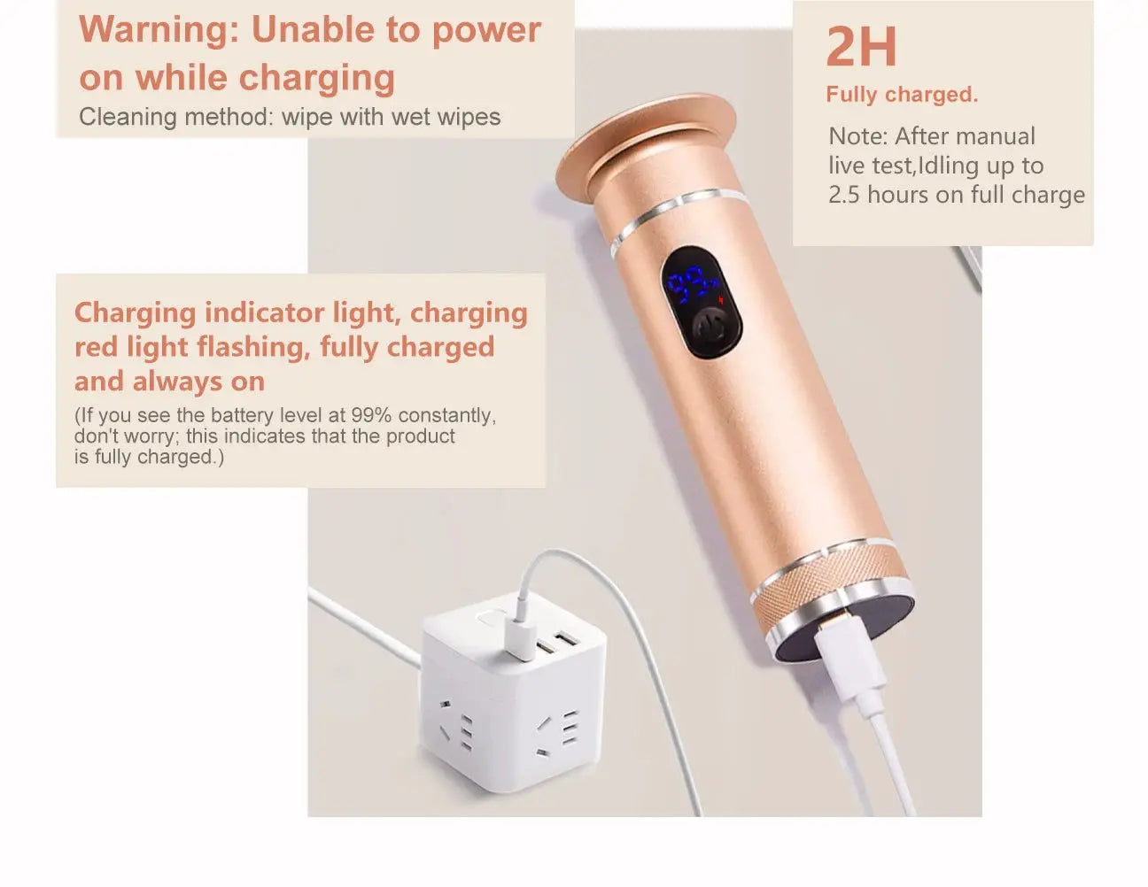 Simples Market aluminum alloy electric foot grinder in rose gold with dual Type-C/battery power for callus removal