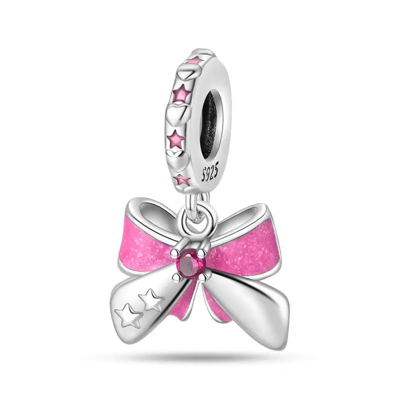 925 Silver Plated Magic Mirror Perfume Princess Angel Pink Charms Beads Fit Pandach 925 Bracelet Fine DIY Jewelry