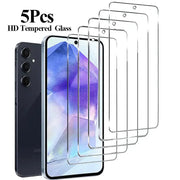 HD tempered glass screen protectors, 5pcs, Simples Market for Samsung Galaxy phones