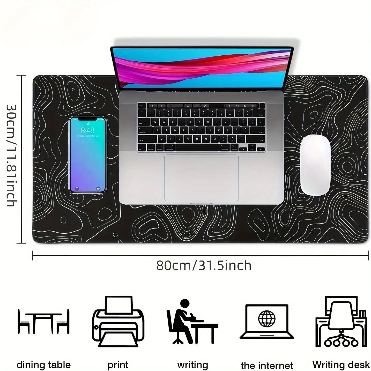 Large Extended Gaming Mouse Pad With Stitched Edges And Non Slip Rubber Base For Desk