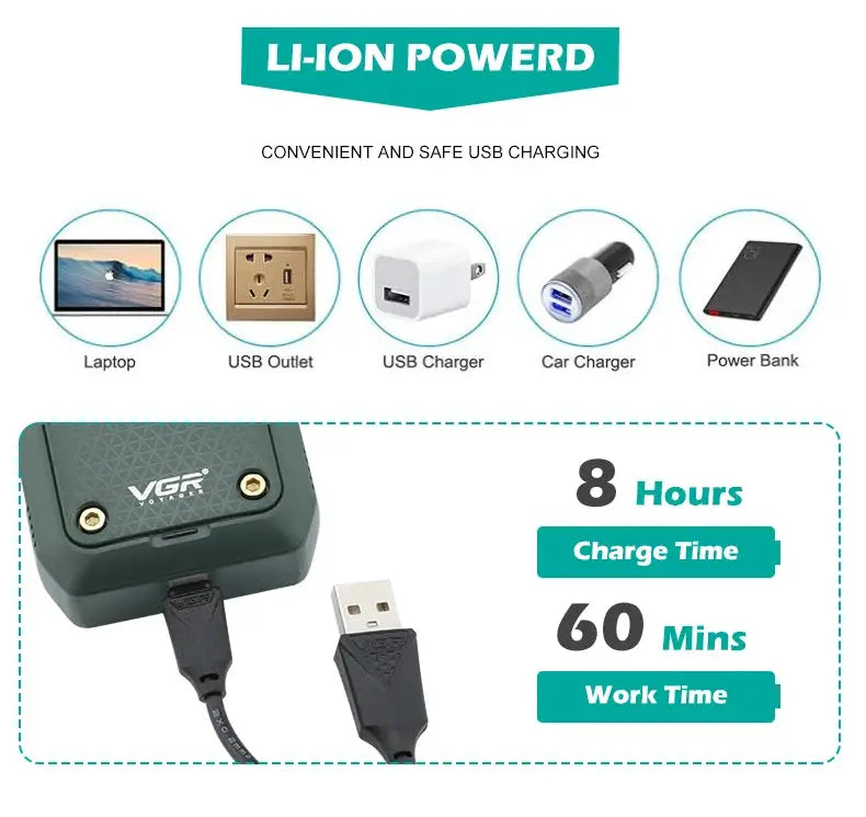 VGR 353 single-blade pro electric foil shaver by Simples Market, portable USB rechargeable men’s razor.