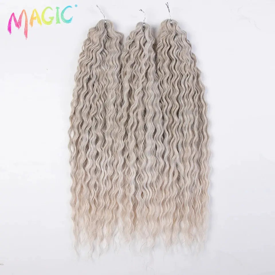 4-pack Magic Ariel Curl deep wave crochet hair extensions, ombre blonde, 22in, Simples Market